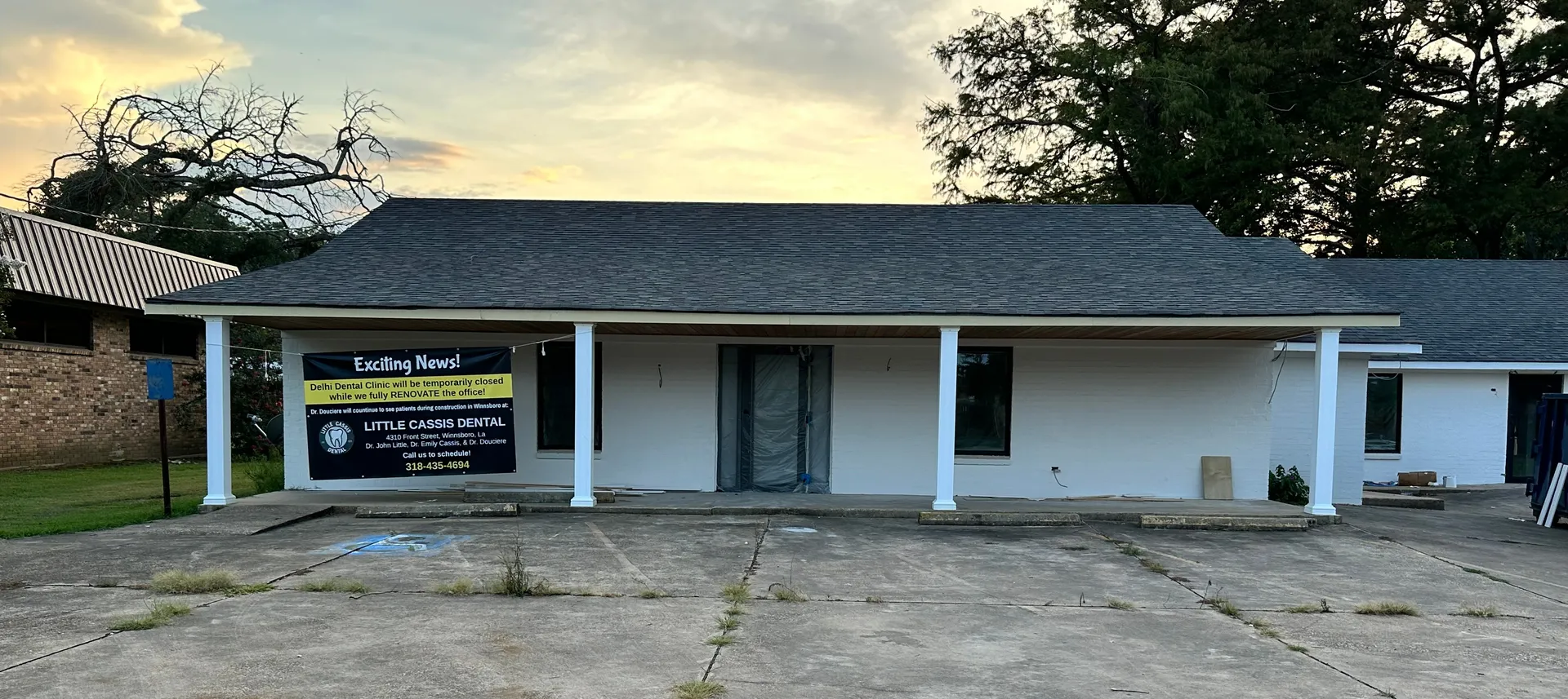 Revive Dental office in Delhi, LA at sunset